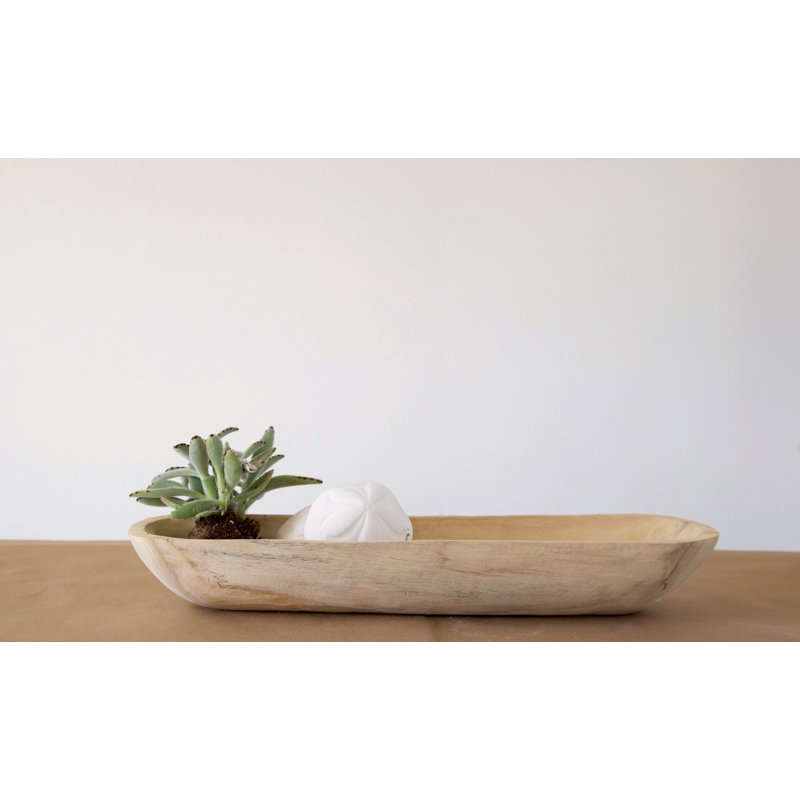 Kailyn Oval Paulownia Wood Decorative Bowl - Rustic Brown
