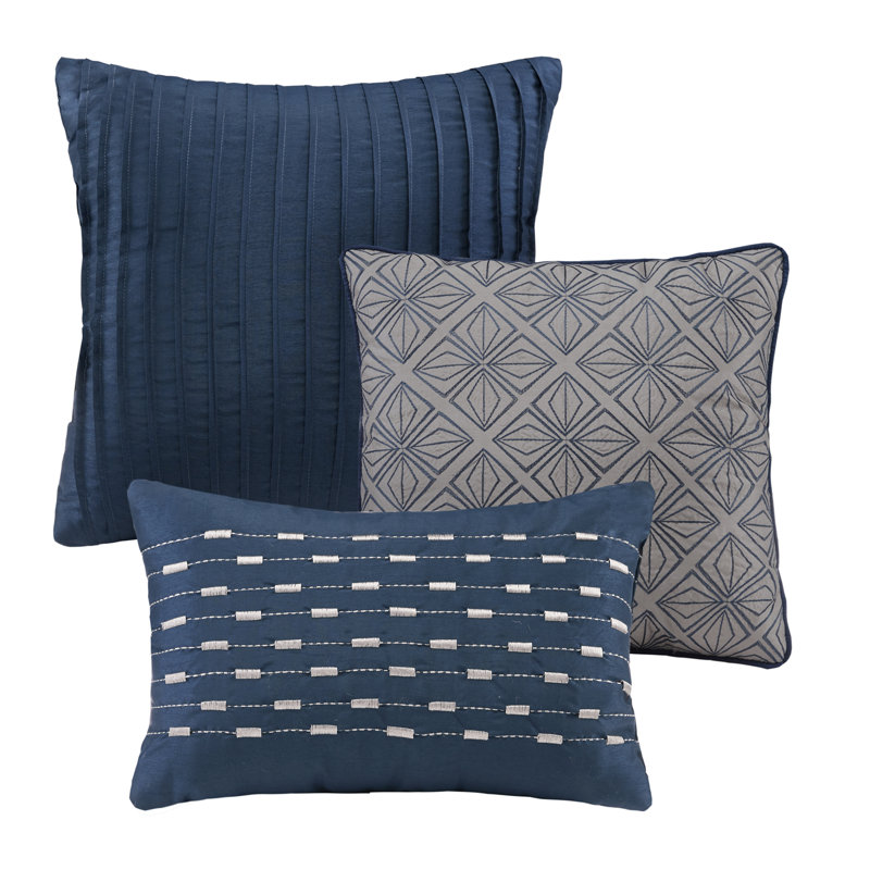Navy and Gray Reversible 7-Piece Queen Comforter Set