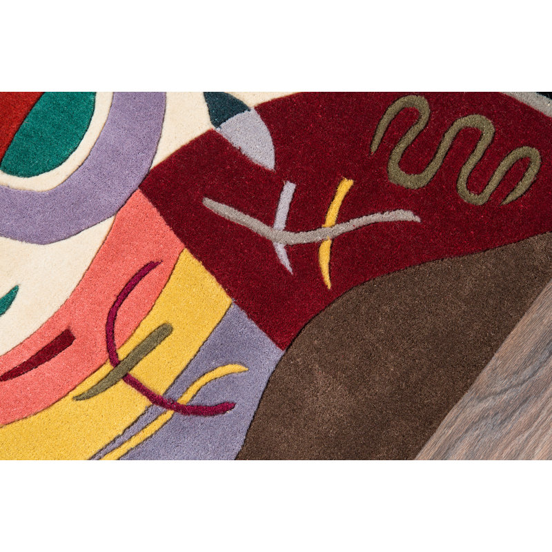 Multicolor 5'3" x 8' Hand-Tufted Wool Abstract Area Rug