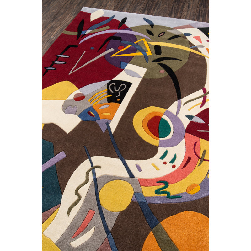 Multicolor 5'3" x 8' Hand-Tufted Wool Abstract Area Rug
