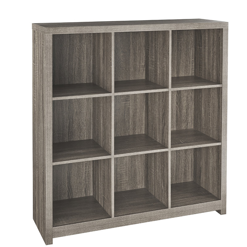 Elegant Weathered Teak 3-Tier Cube Bookcase with Doors