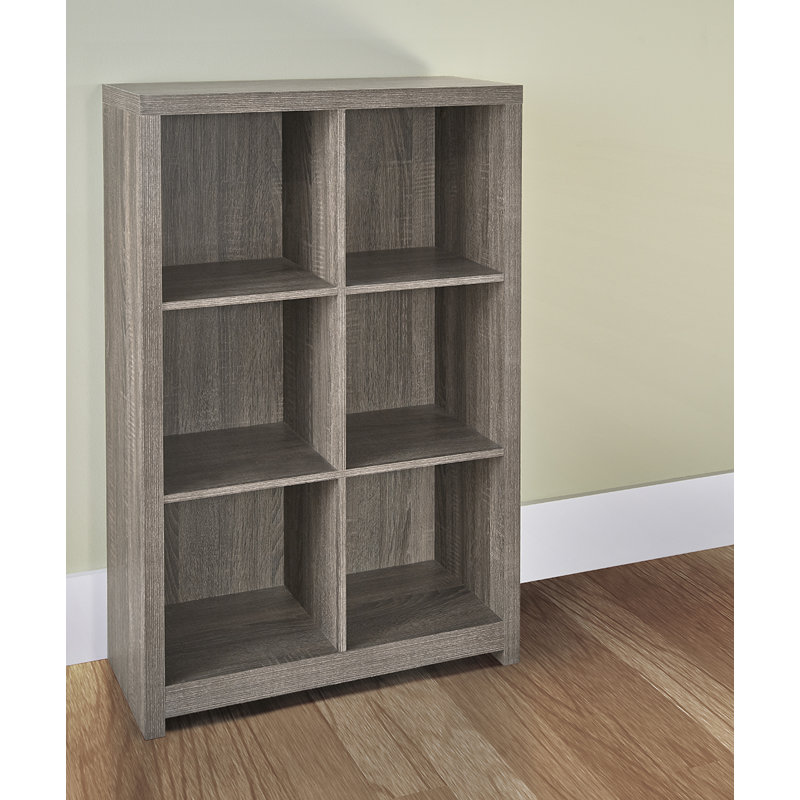 Contemporary Weathered Teak 6-Cube Storage Organizer with Doors