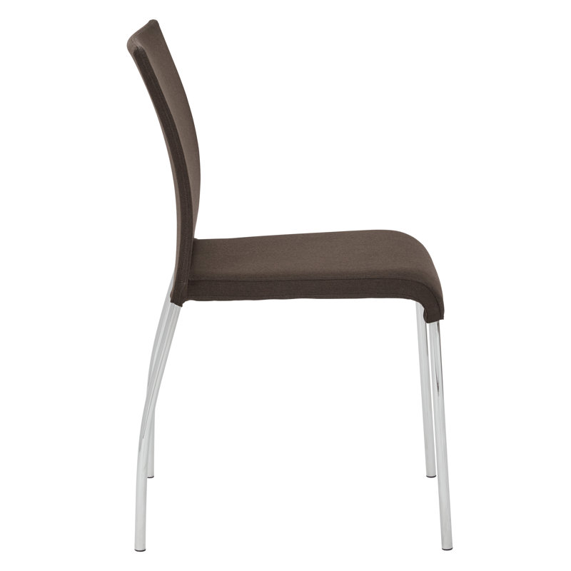 Chocolate Fabric and Metal Stackable Chairs, Set of 4