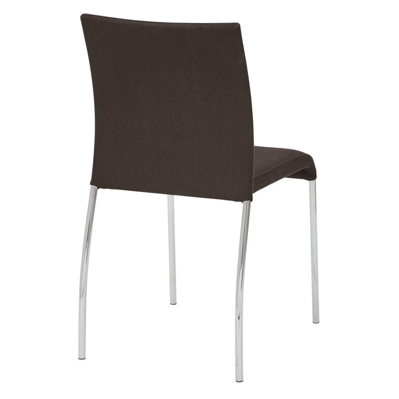 Chocolate Fabric and Metal Stackable Chairs, Set of 4