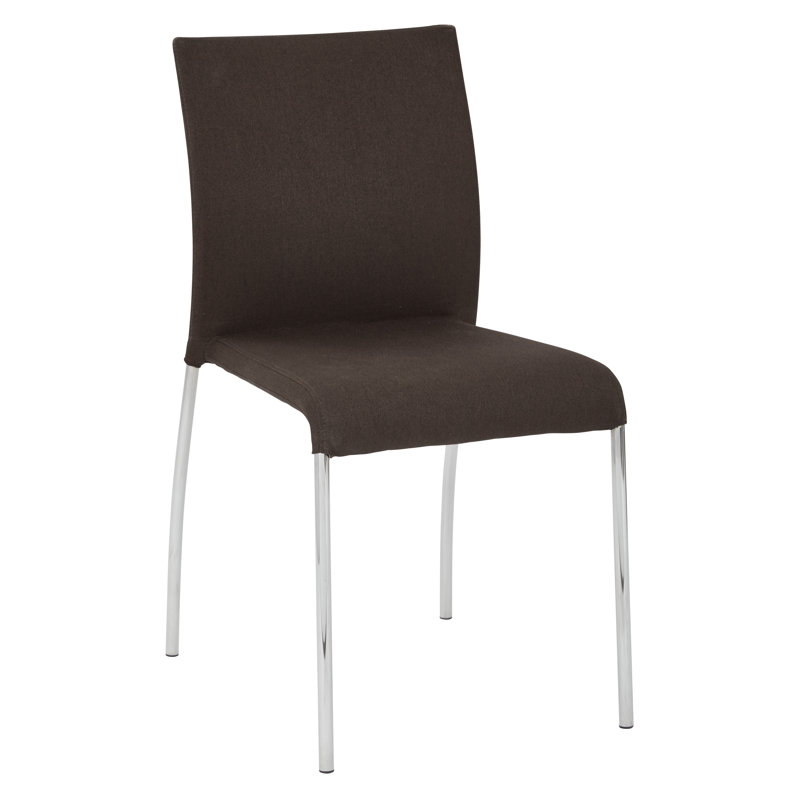 Chocolate Fabric and Metal Stackable Chairs, Set of 4
