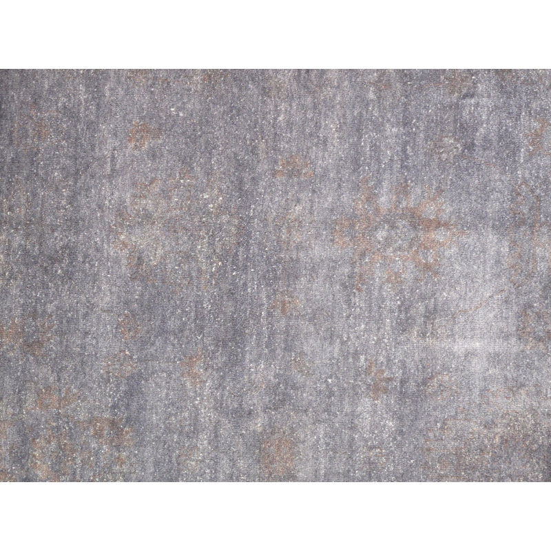 Hand-Knotted Gray Wool Oriental Square Rug