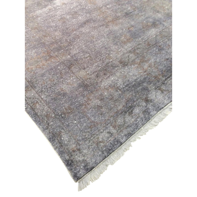 Hand-Knotted Gray Wool Oriental Square Rug
