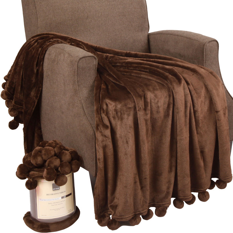 Chocolate Fleece Sherpa Reversible Kids Throw Blanket 50" x 60"
