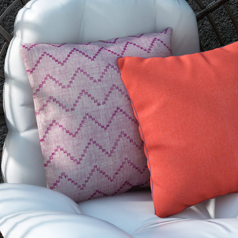 Rose Zig-Zag Embroidered Cotton 18" Square Throw Pillow Set
