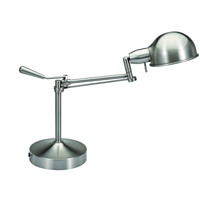Adjustable Silver Metal Pharmacy Desk Lamp, 24" Height