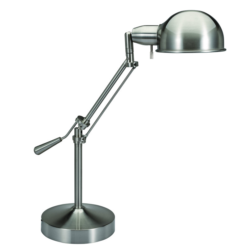 Adjustable Silver Metal Pharmacy Desk Lamp, 24" Height