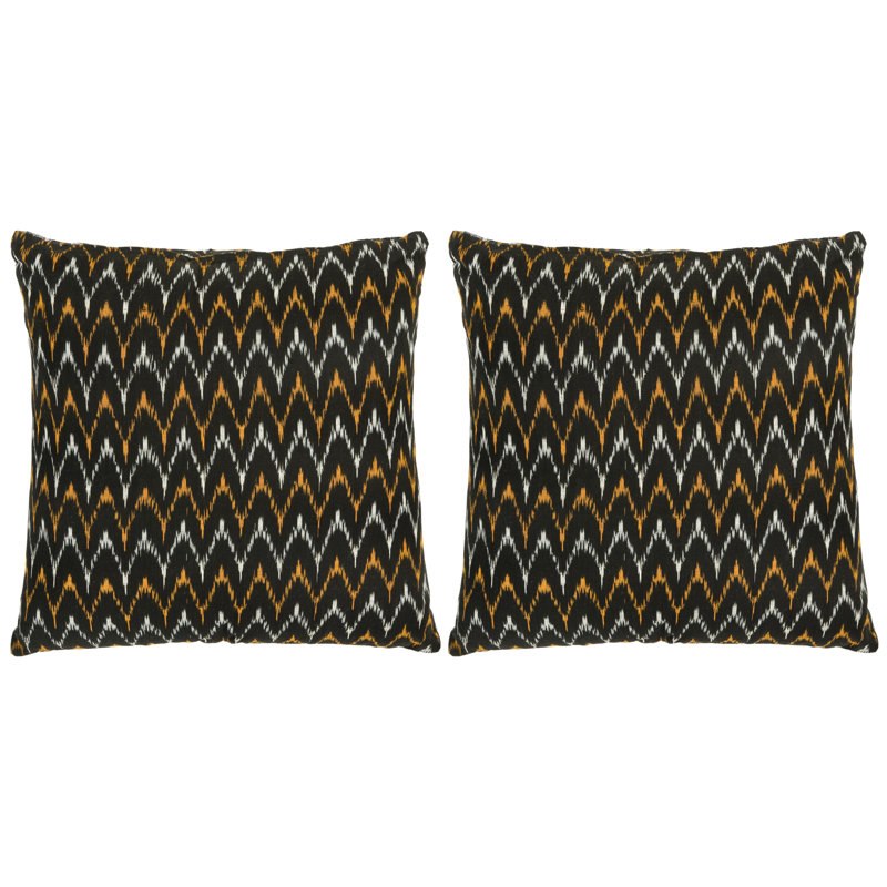 Black and White Ikat Cotton Throw Pillow Set