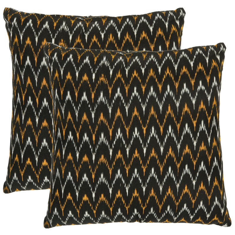 Black and White Ikat Cotton Throw Pillow Set