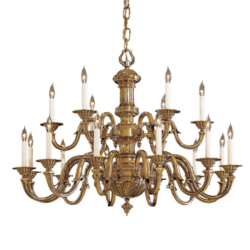 Classic Brass 18-Light Candle Chandelier