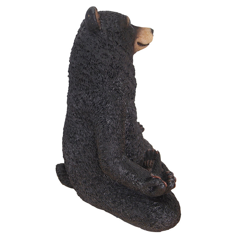 Zen Bear Meditation Garden Statue in Hand-Painted Resin