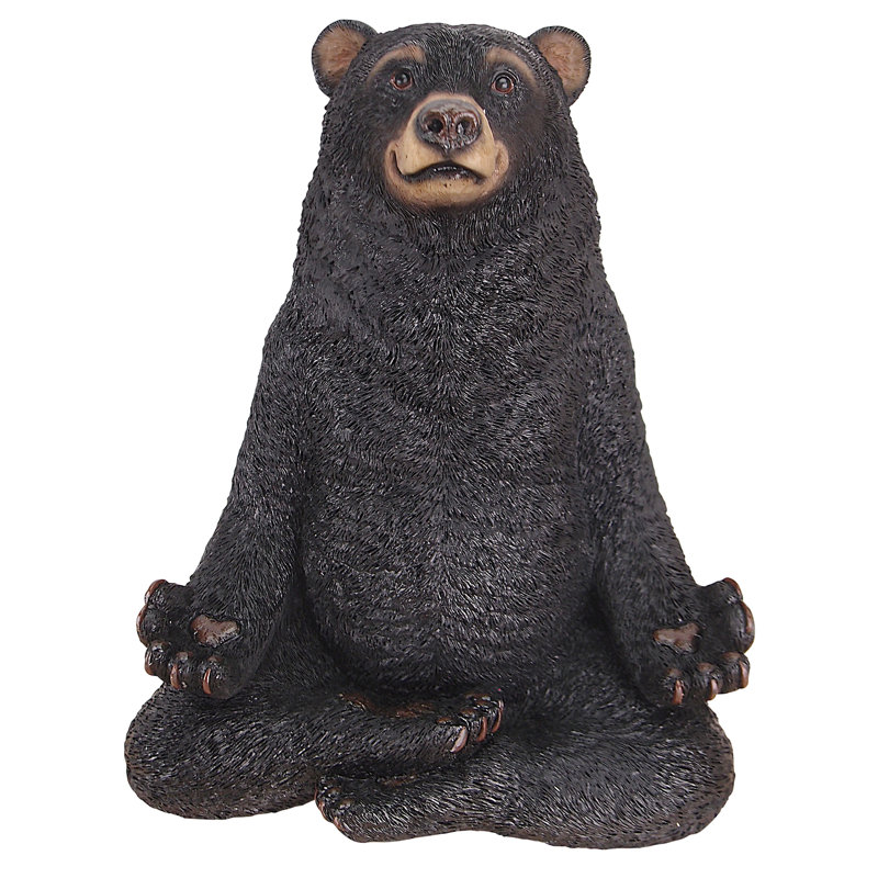 Zen Bear Meditation Garden Statue in Hand-Painted Resin