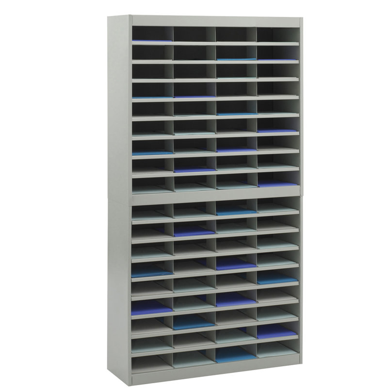 Sturdy Gray Powder-Coated Steel 72-Compartment Organizer