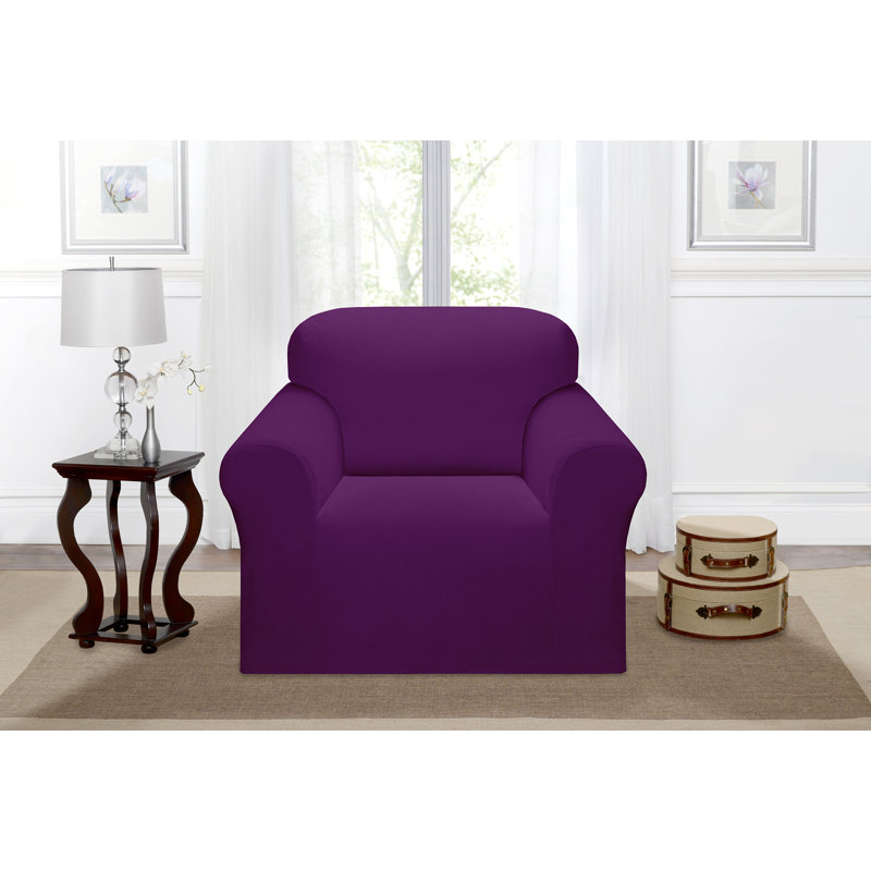 Purple Stretch Jacquard Armchair Slipcover