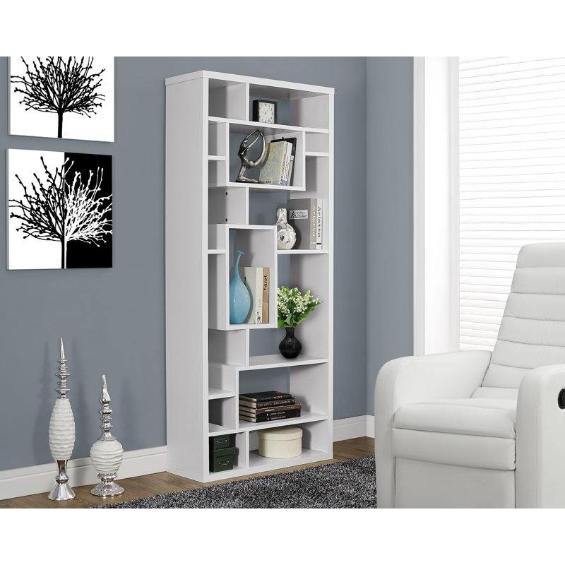 Contemporary White 72" High Asymmetrical Bookcase
