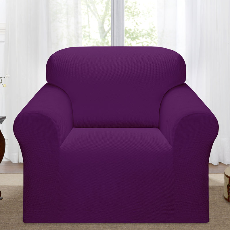 Purple Stretch Jacquard Armchair Slipcover