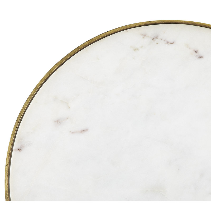 Aurora Gold Finish Round Marble Top End Table