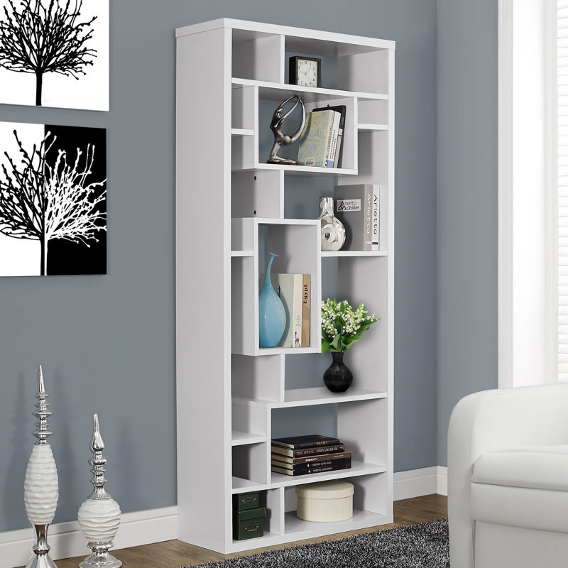Contemporary White 72" High Asymmetrical Bookcase
