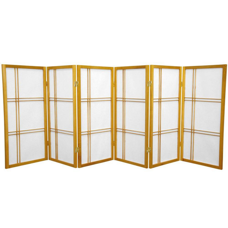 Honey 3 ft. Short Folding Shoji Screen with 6 Panels