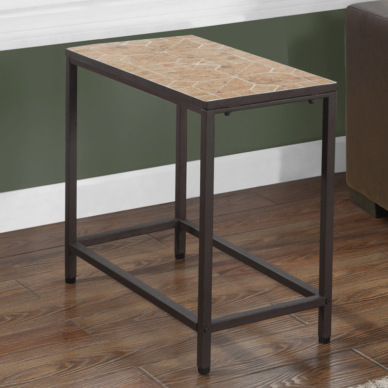 Terracotta Tile Top Hammered Brown Transitional Side Table