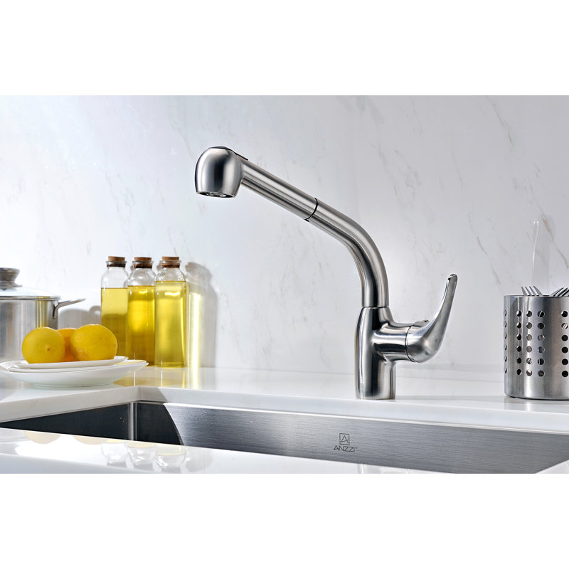 Brushed Nickel Single-Handle Pull-Out Sprayer Kitchen Faucet