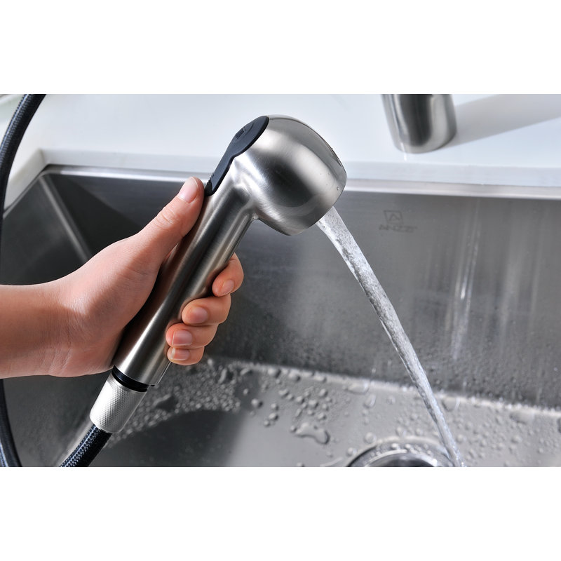 Brushed Nickel Single-Handle Pull-Out Sprayer Kitchen Faucet