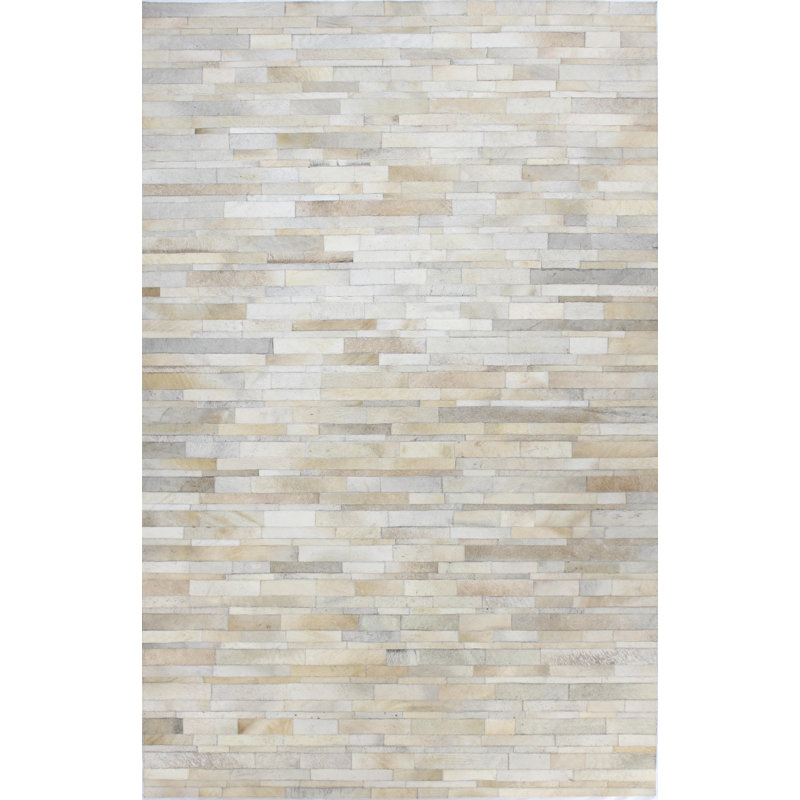 Luxurious Gray Cowhide & Cotton 8' x 10' Geometric Area Rug