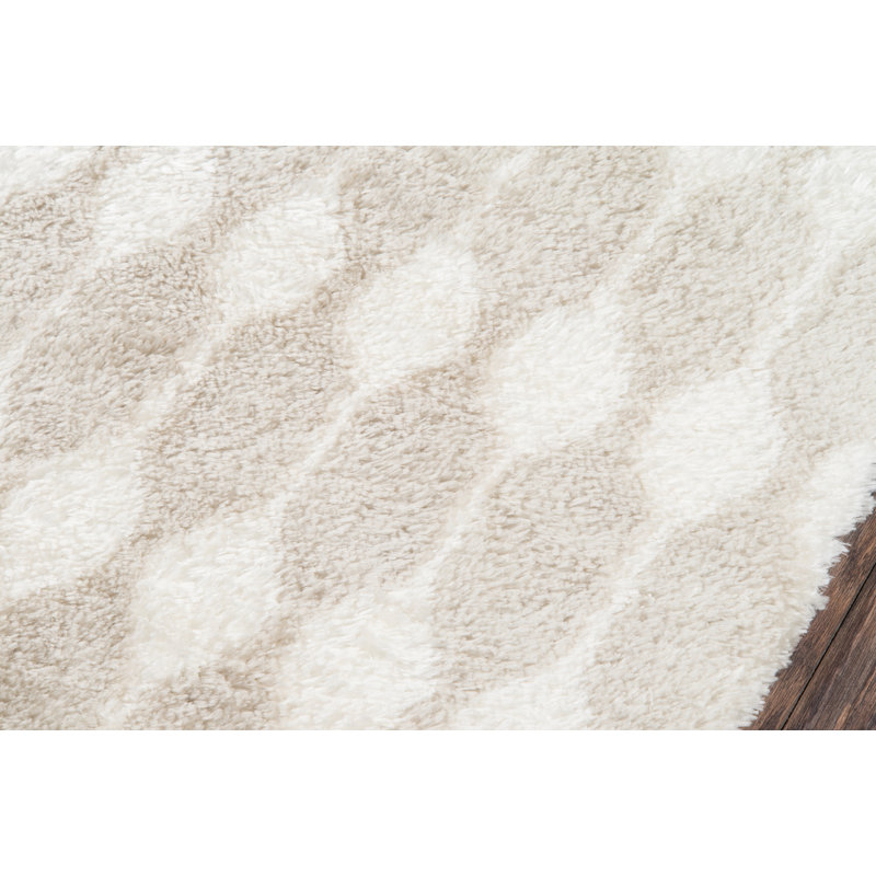 Taupe Shag Hand-Tufted Synthetic Area Rug, 5' x 7'