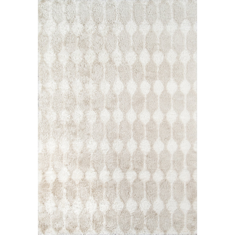 Taupe Shag Hand-Tufted Synthetic Area Rug, 5' x 7'