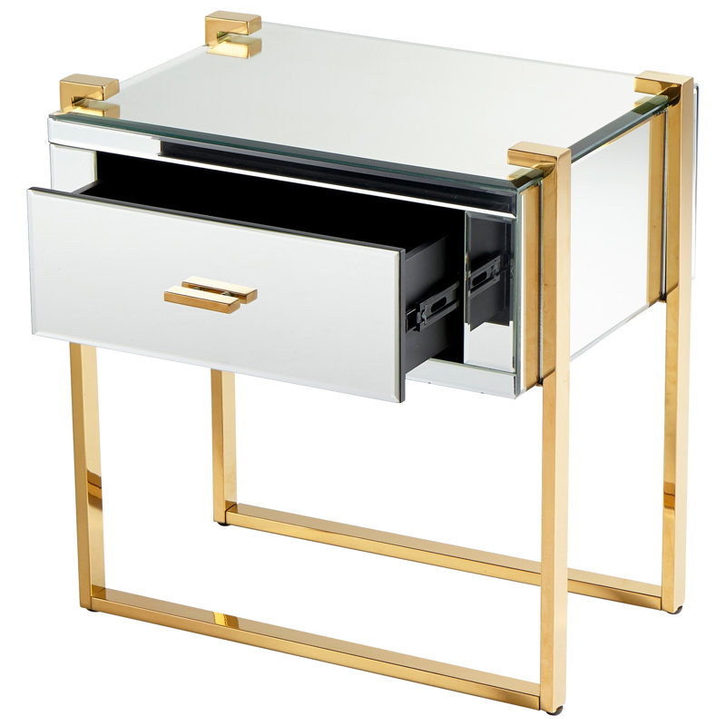 St. Clair Aged Brass Rectangular End Table with Drawer