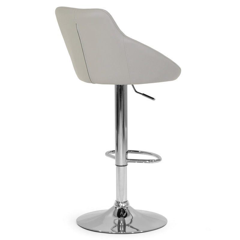 Gray Adjustable Swivel Wood and Metal Counter Stool