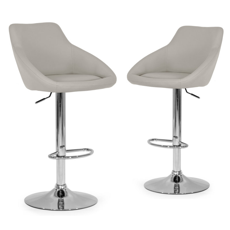 Gray Adjustable Swivel Wood and Metal Counter Stool