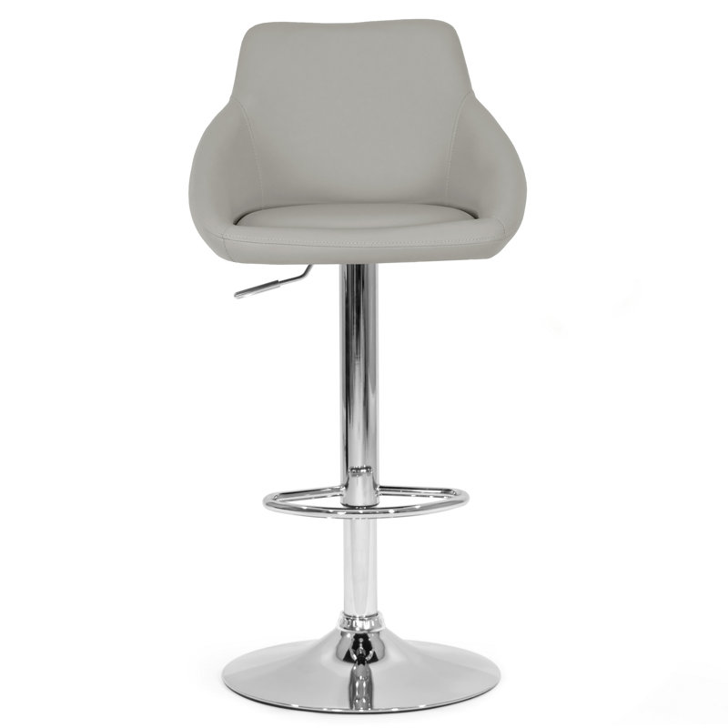 Gray Adjustable Swivel Wood and Metal Counter Stool
