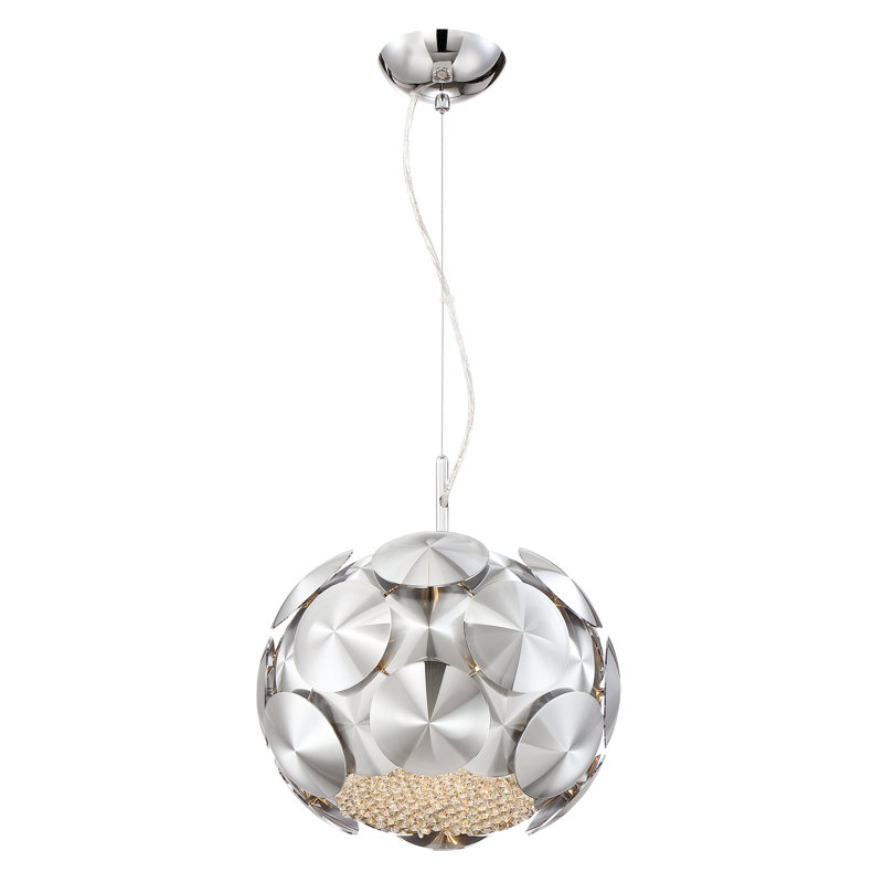 Crown Crystal Globe 12" Chrome LED Dimmable Chandelier