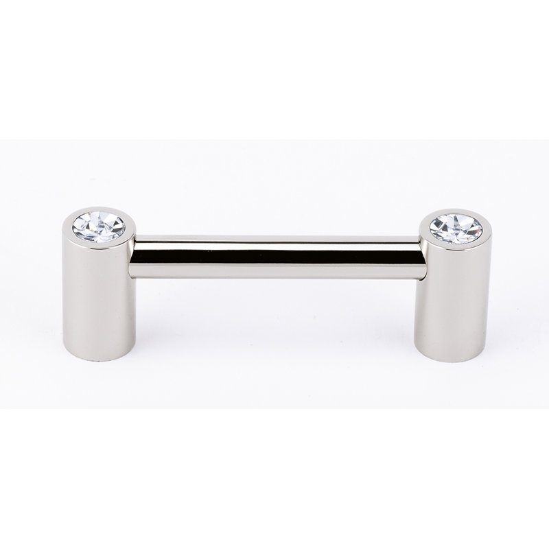 Polished Nickel Crystal 3" Bar Pull with Mounting Hardware