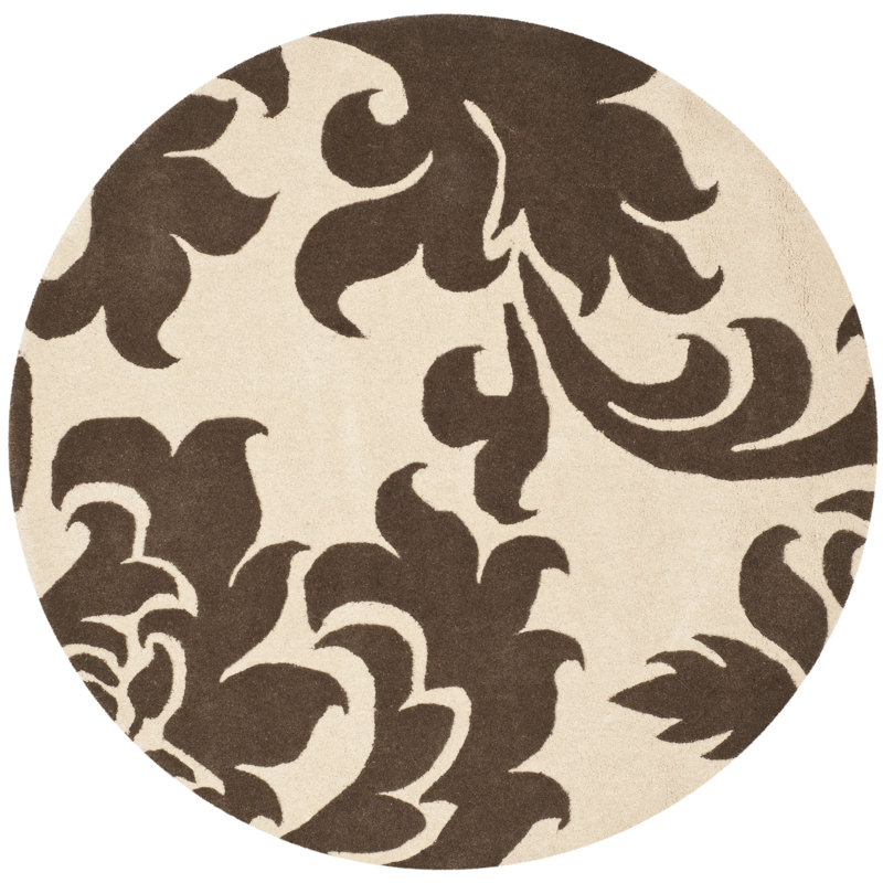 Hand-Tufted Brown and Beige Wool Round Rug, 4'