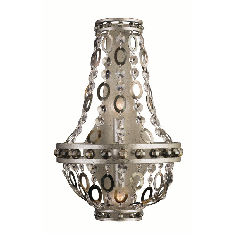 Vintage Silver Leaf Crystal Beaded Wall Sconce