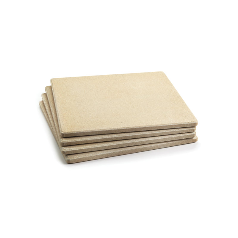 Cordierite Beige Rectangular Pizza Grill Stone Tiles, Set of 4
