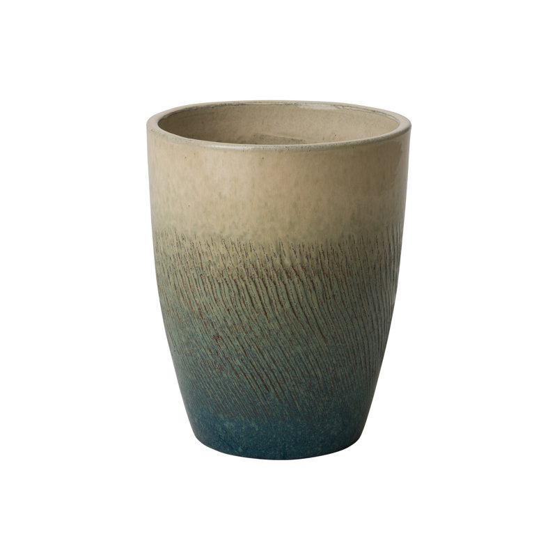 Bayside Green Glossy Ceramic Bullet Planter, 11.5" x 15"