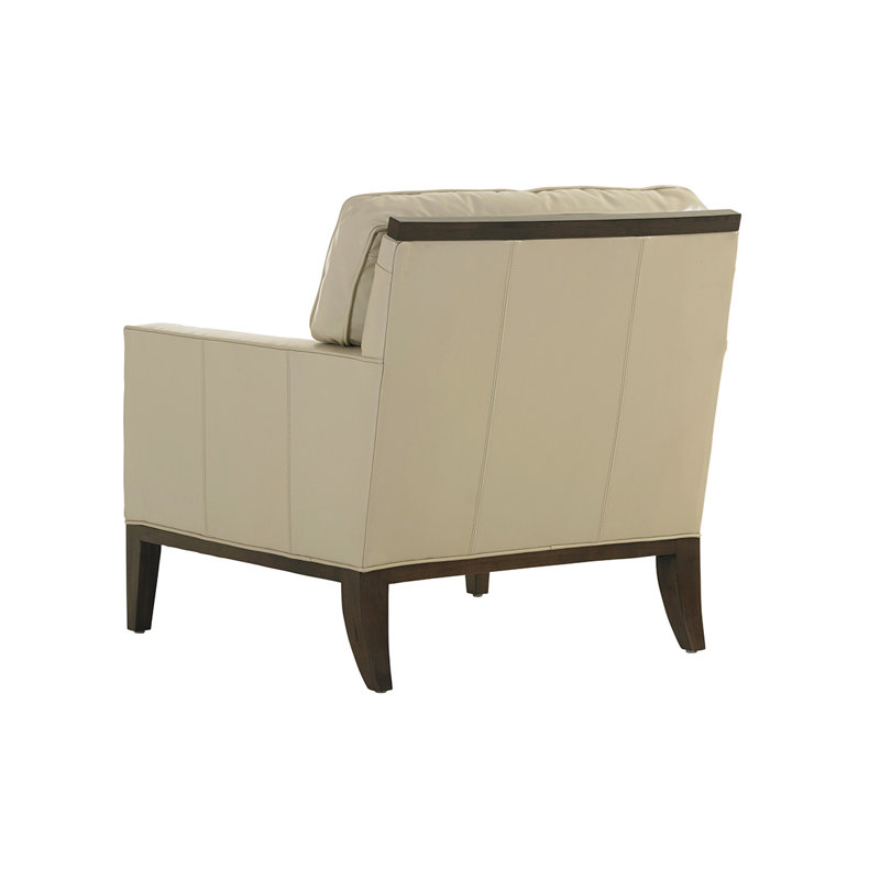 Park Fernhill Tufted Beige Leather Accent Chair with Walnut Base