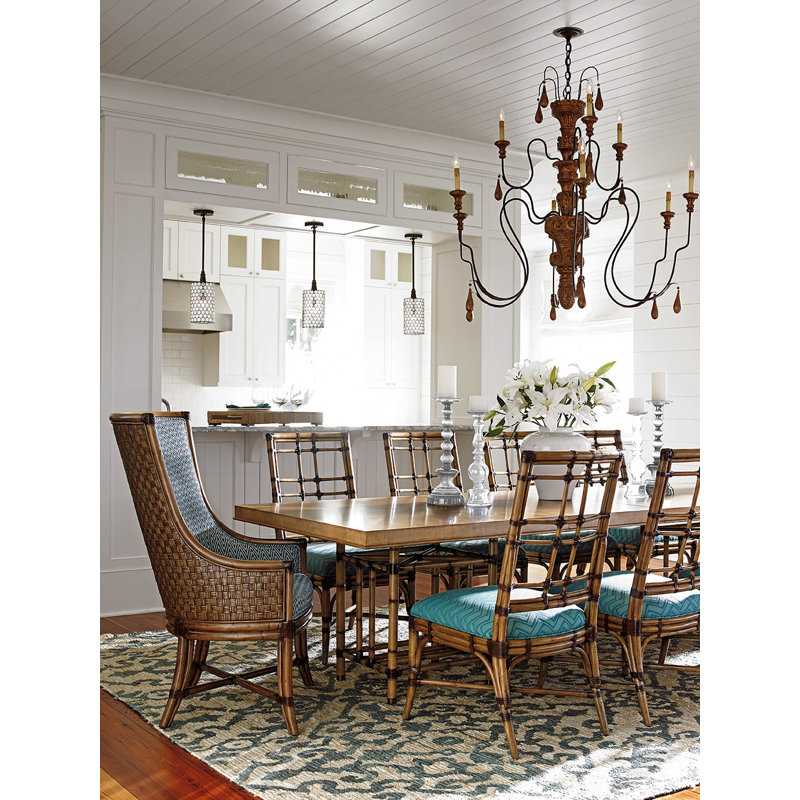 Brown Extendable Bamboo and Wood Dining Table