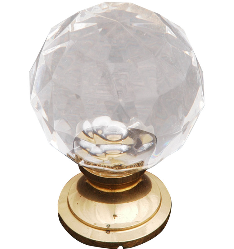 Polished Brass and Clear Acrylic Round Cabinet Knob