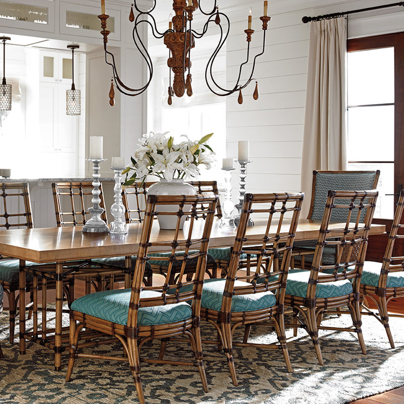 Brown Extendable Bamboo and Wood Dining Table