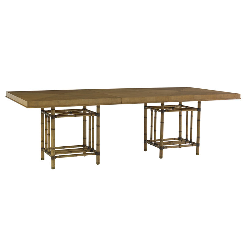 Brown Extendable Bamboo and Wood Dining Table