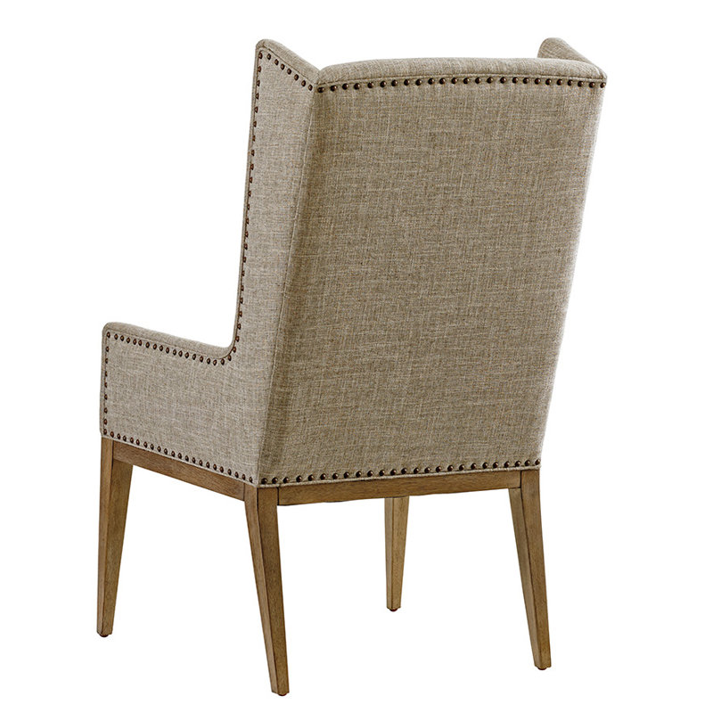 Cypress Point Smoke Gray Host Chair with Linen Weave Upholstery