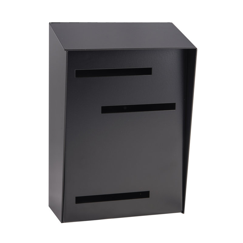 Large Black Steel Vertical Wall Mounted Mailbox